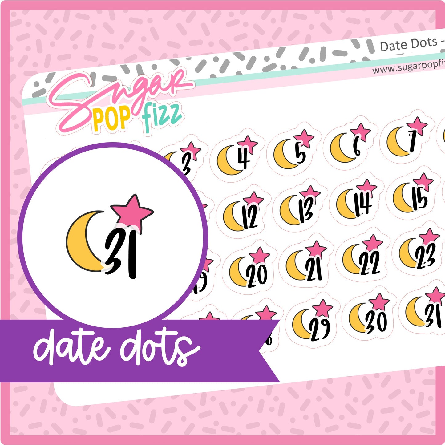 Moonie Date Dot Stickers -DD121 - RETIRING 12/6