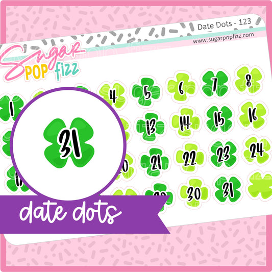 Shamrock Date Dot Stickers -DD123