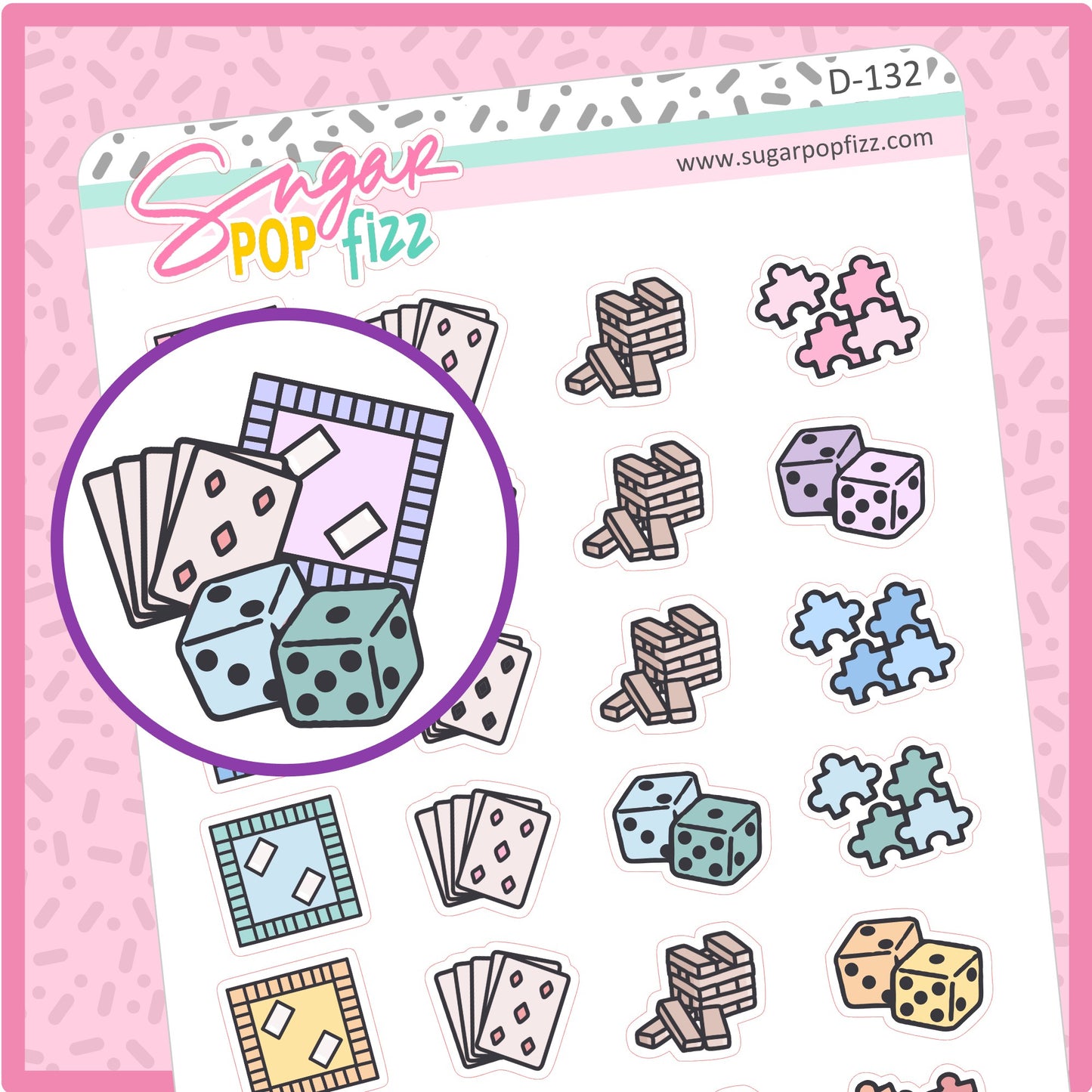 Game Night Doodle Stickers - D132