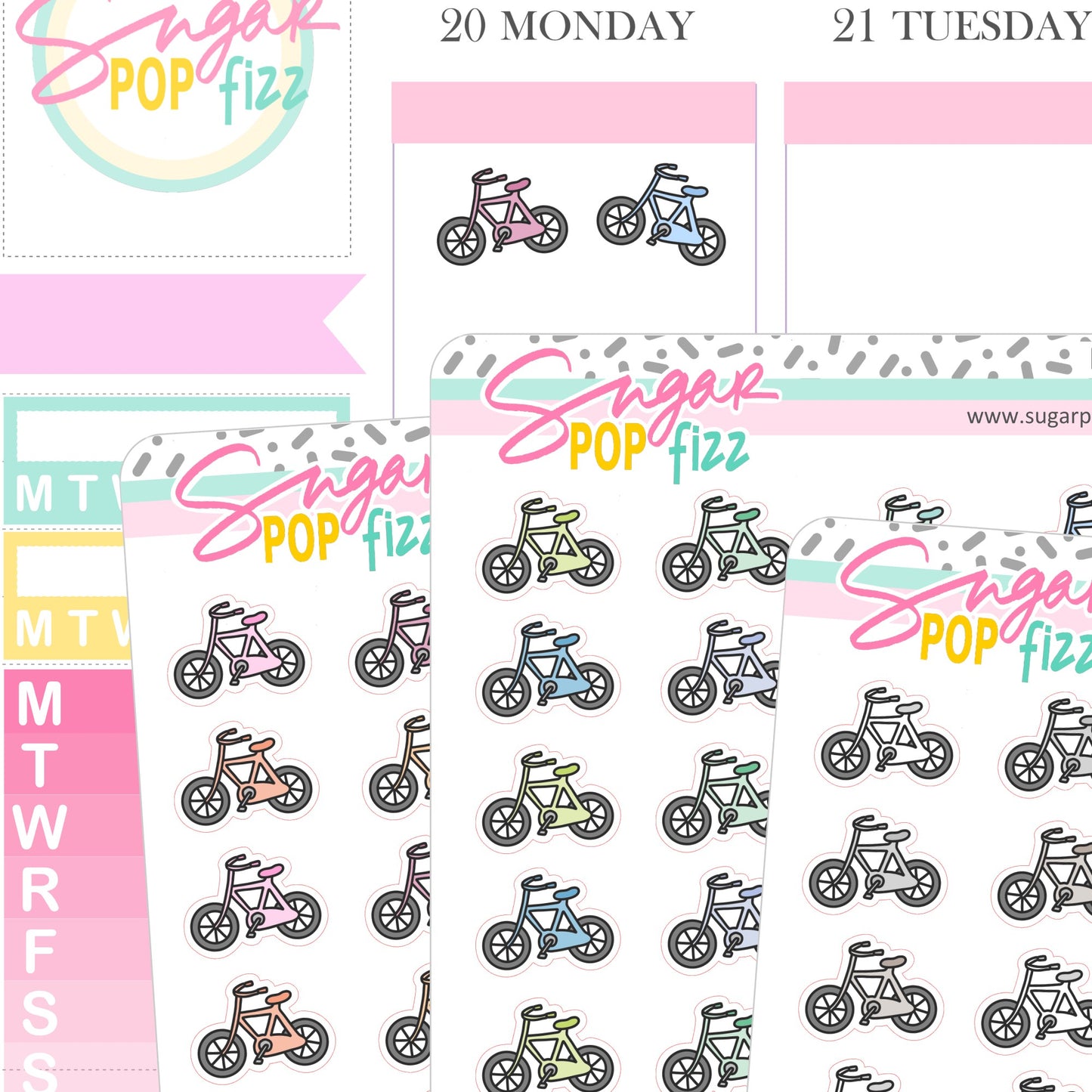 Bicycle Doodle Stickers - D317