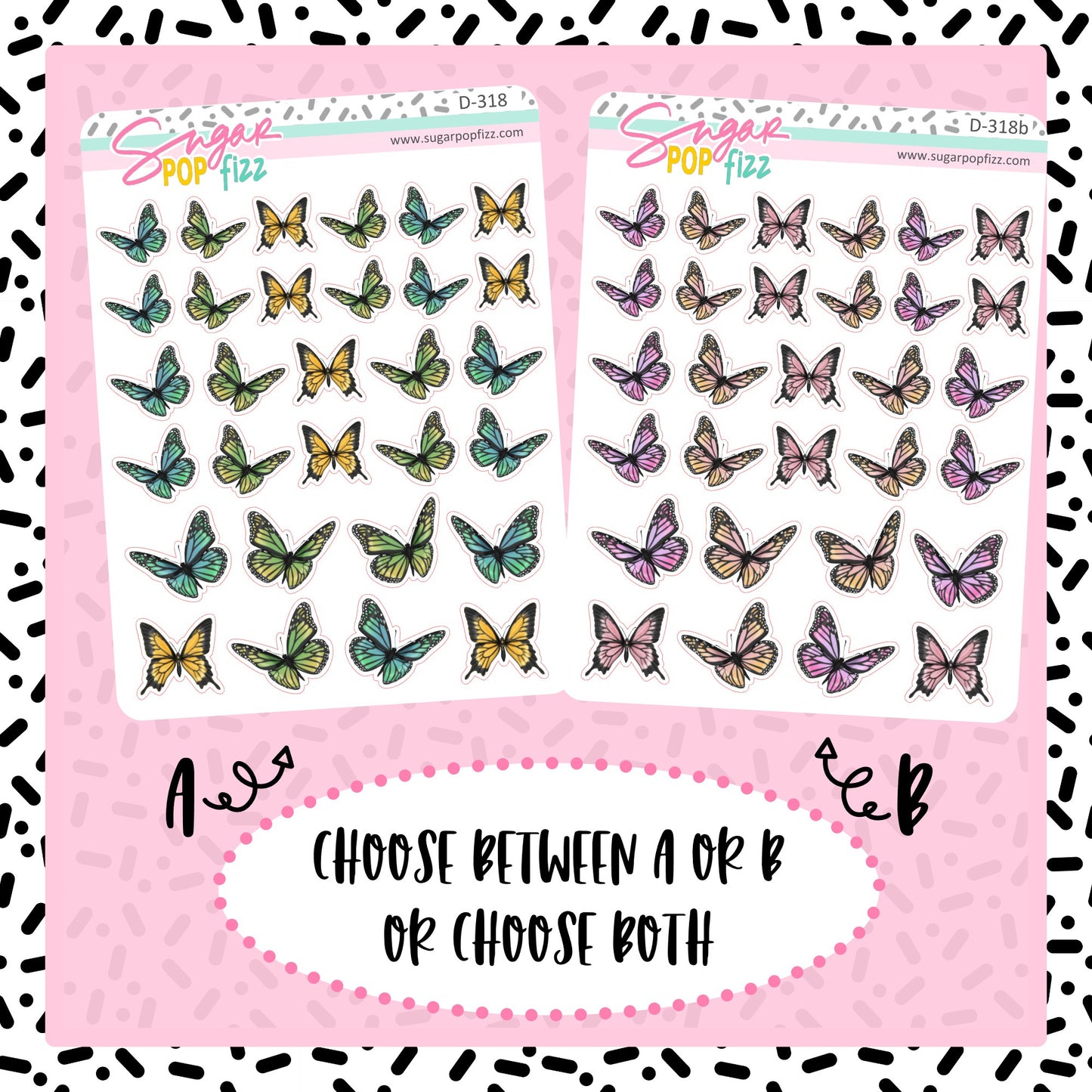 Butterfly  Doodle Stickers - D318