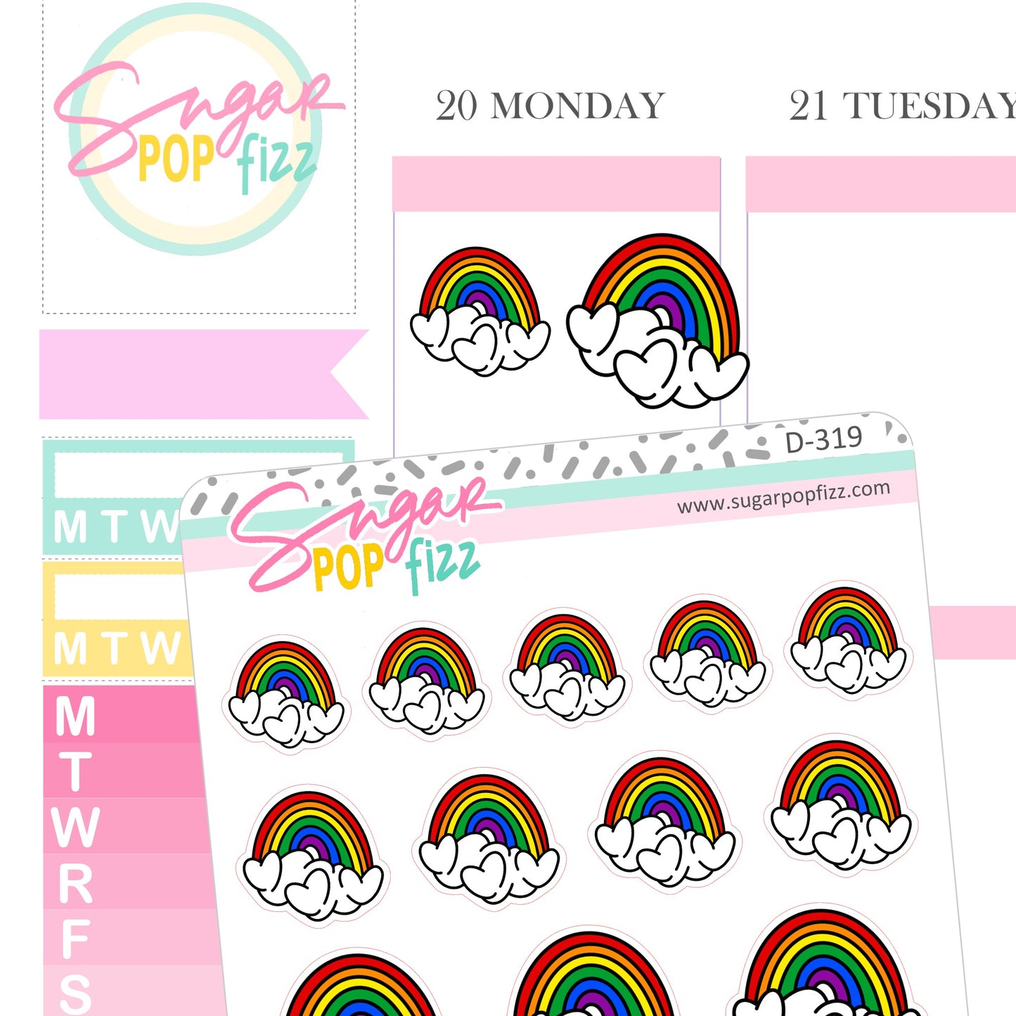 Love Rainbow Doodle Stickers - D319