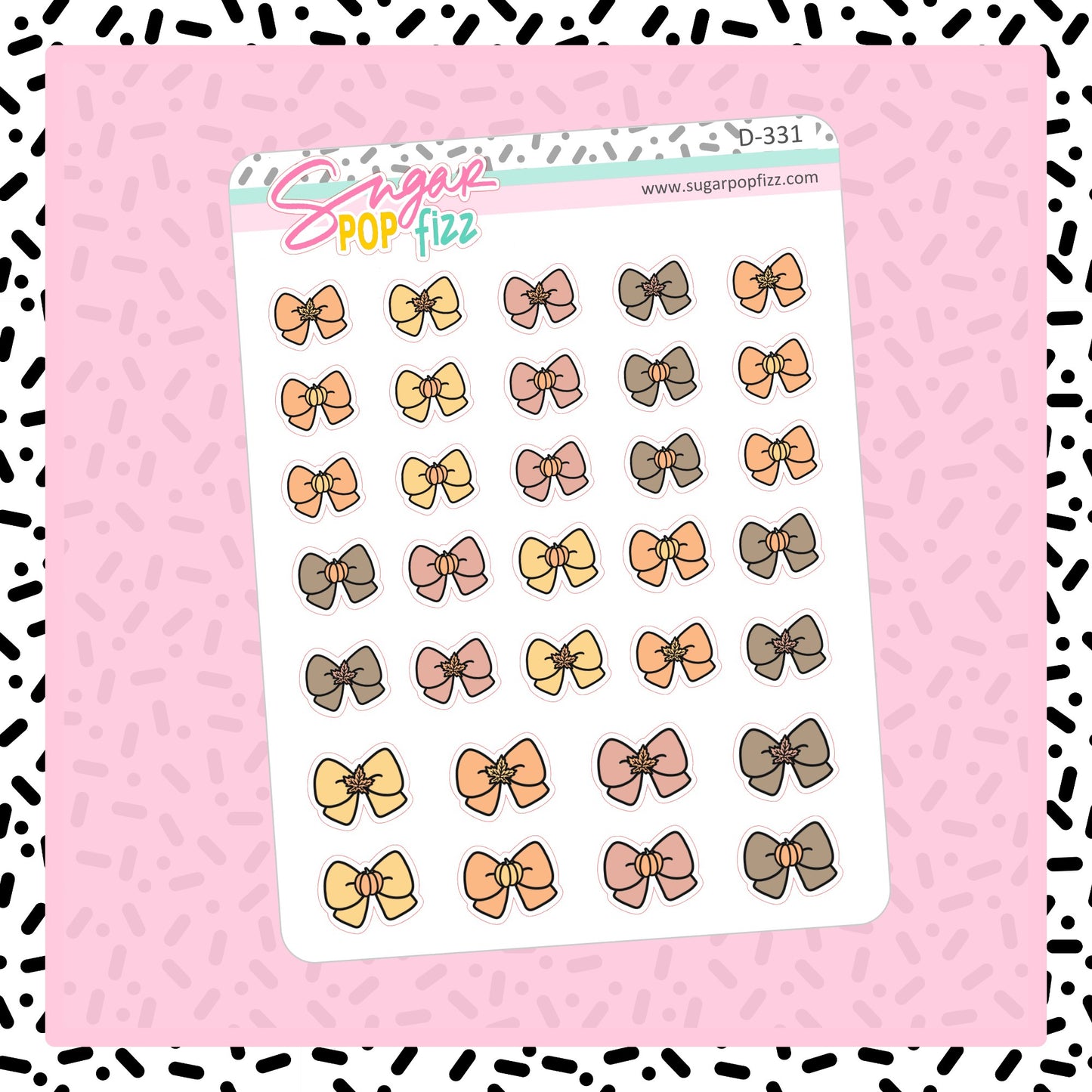 Fall Bow Doodle Stickers - D331