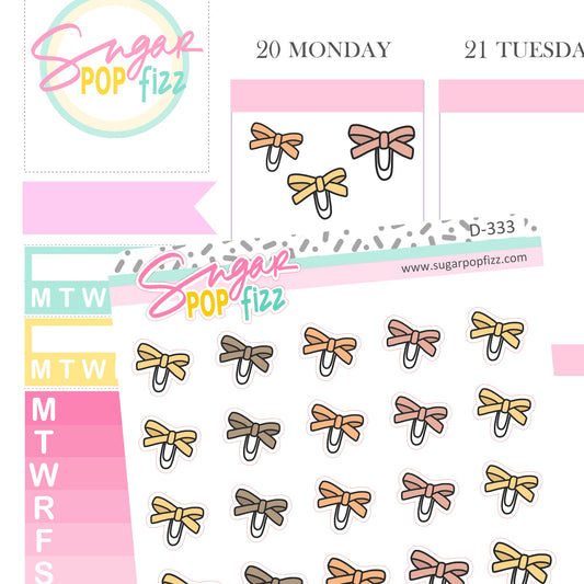 Fall Skinny Bow Clip Doodle Stickers - D333