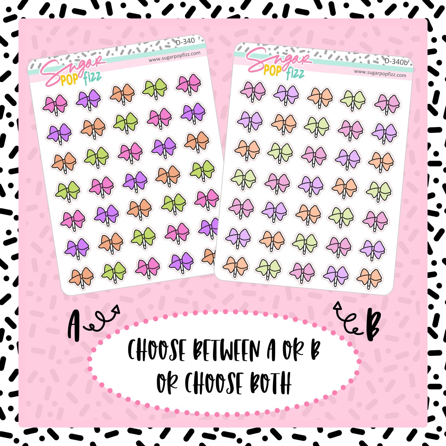 Halloween Bow Clip Doodle Stickers - D340