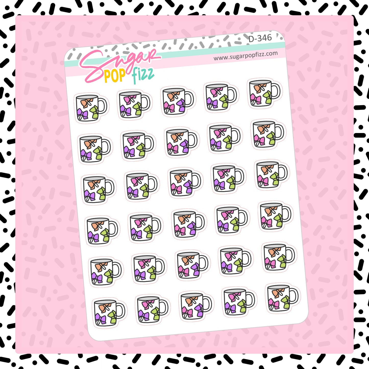 Halloween Bow Cup Doodle Stickers - D346