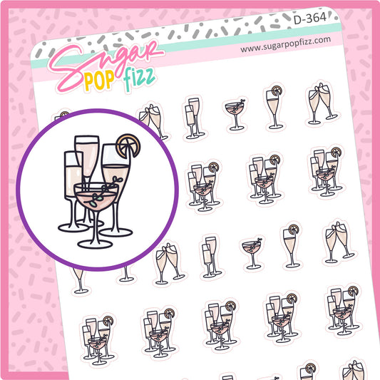 Cocktails & Drinks Doodle Stickers - D364
