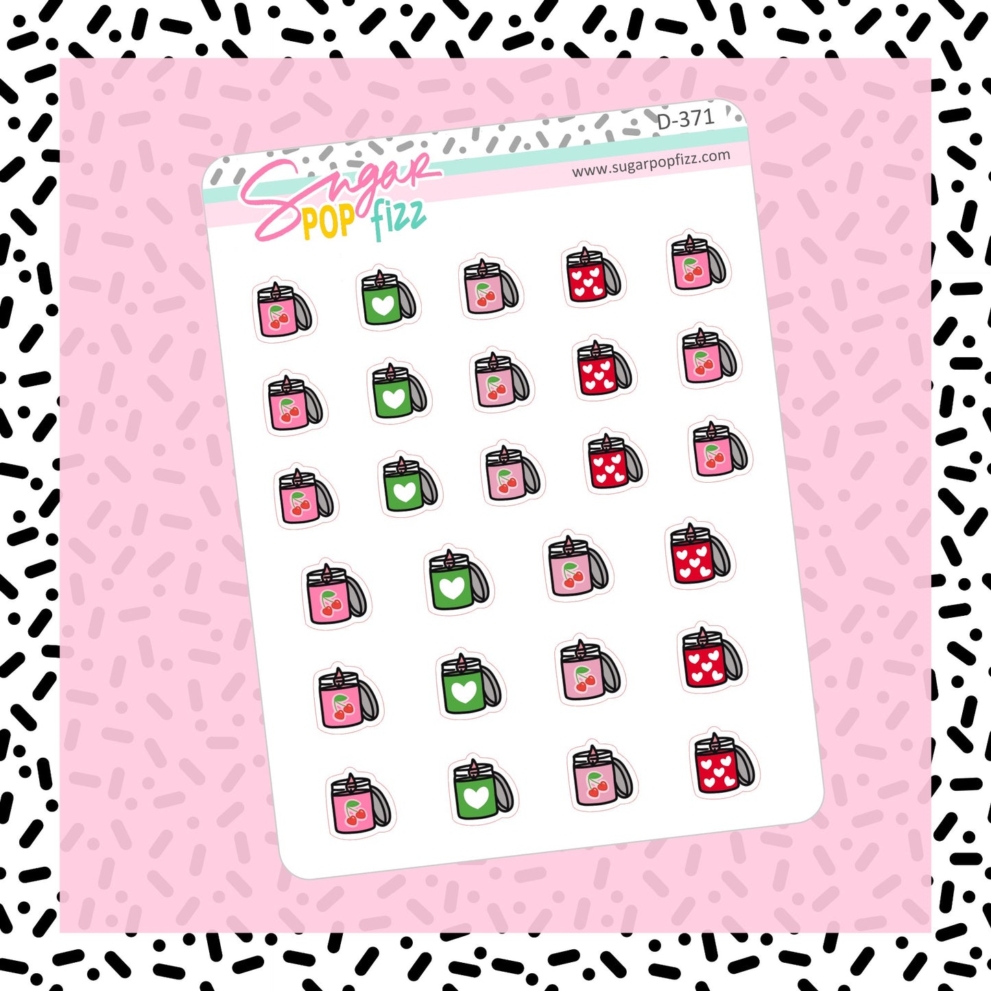 Cherry Love Candle Doodle Stickers - D371 - RETIRING 12/6