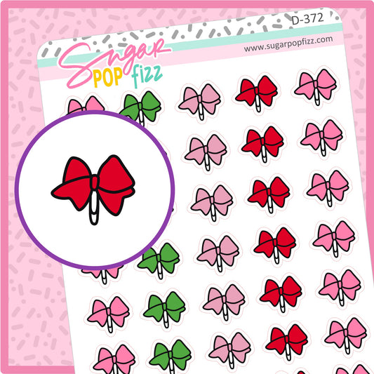 Cherry Love Bow Clip Doodle Stickers - D372