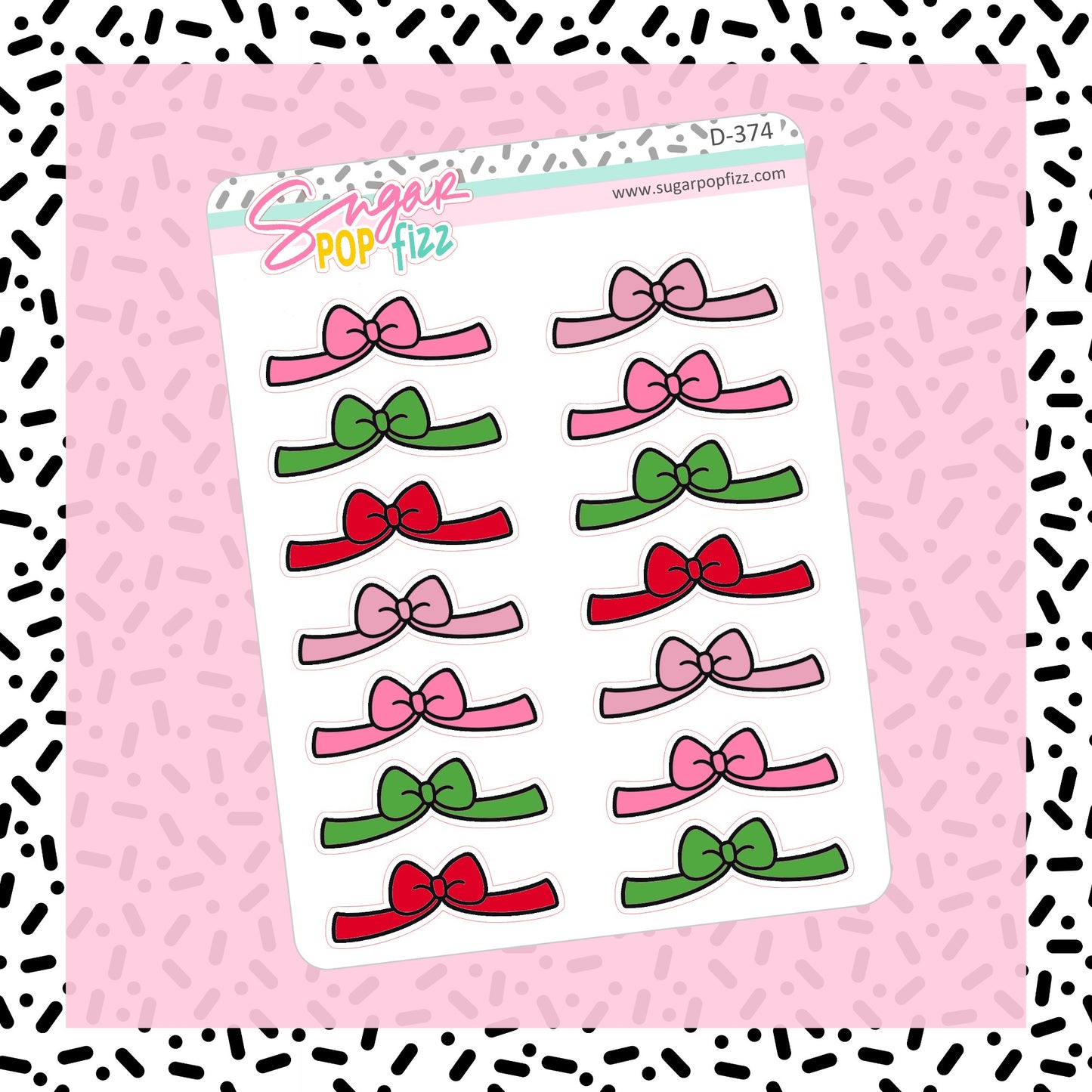 Cherry Love Bow Divider Doodle Stickers - D374