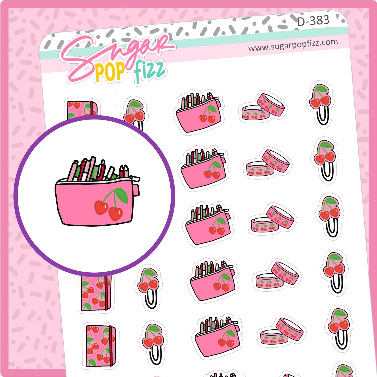 Cherry Love Planner Accessories Doodle Stickers - D383