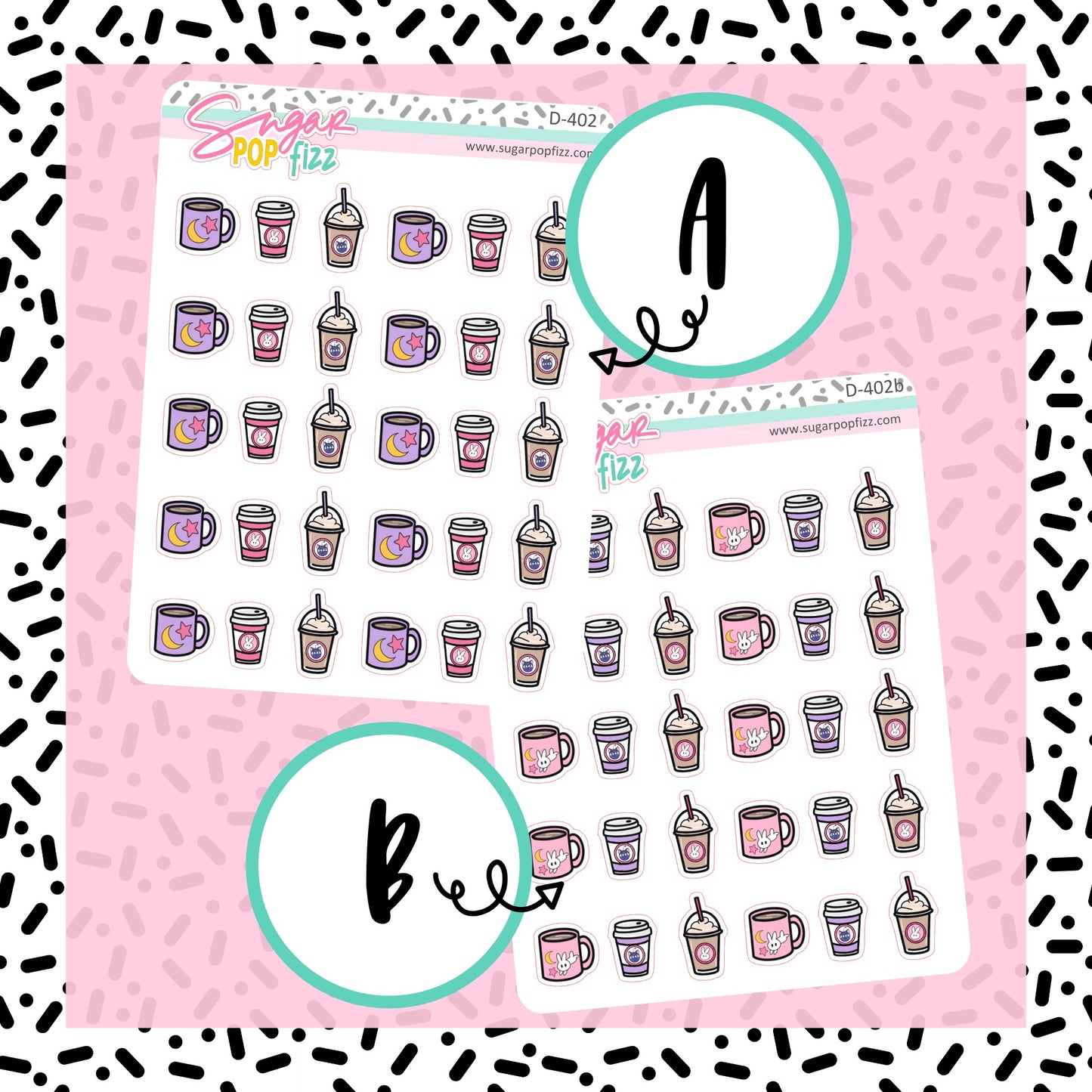Moonie Coffee Doodle Stickers - D402