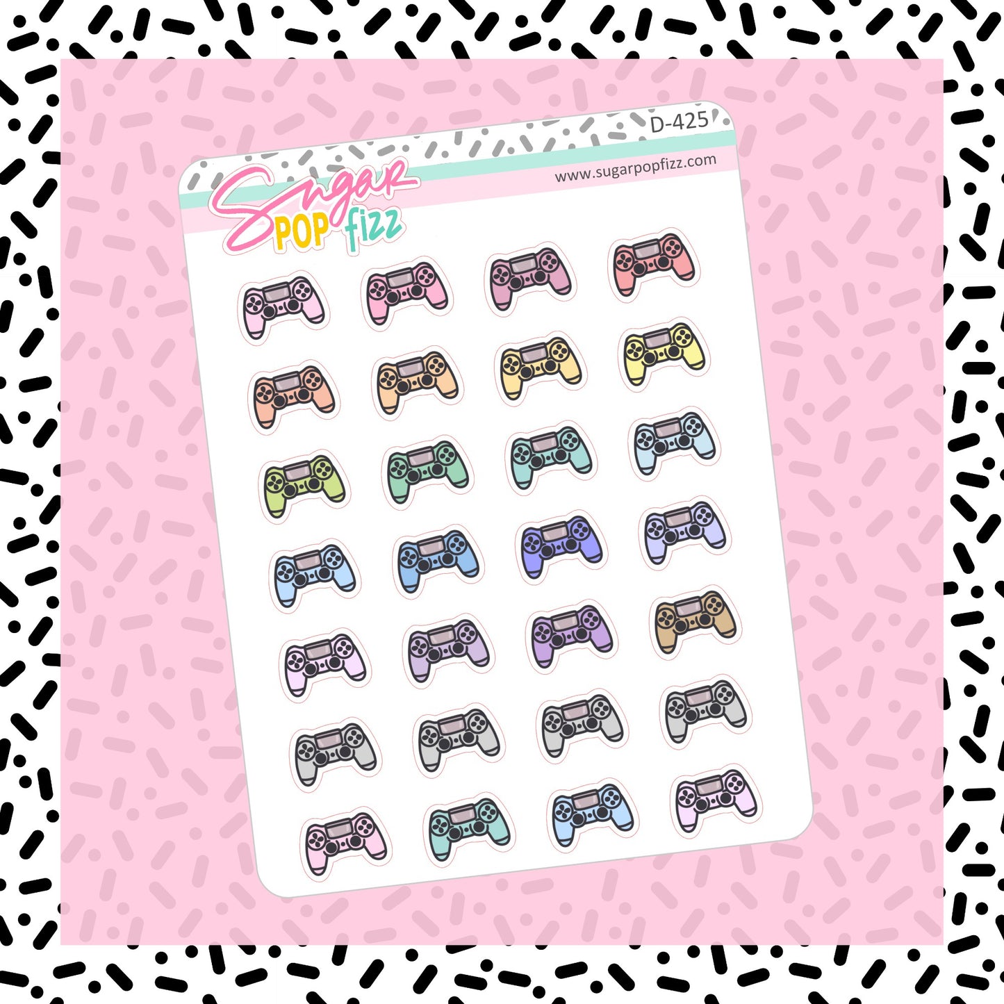 Gaming Controller Doodle Stickers - D425