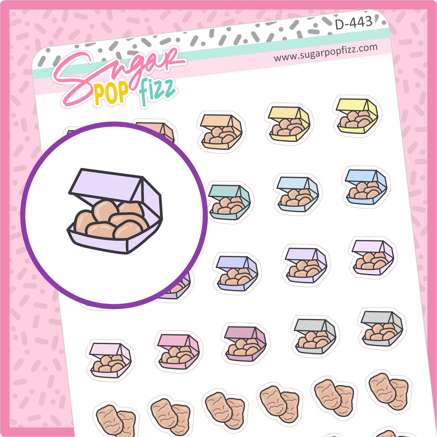 Chicken Nuggets Doodle Stickers - D443