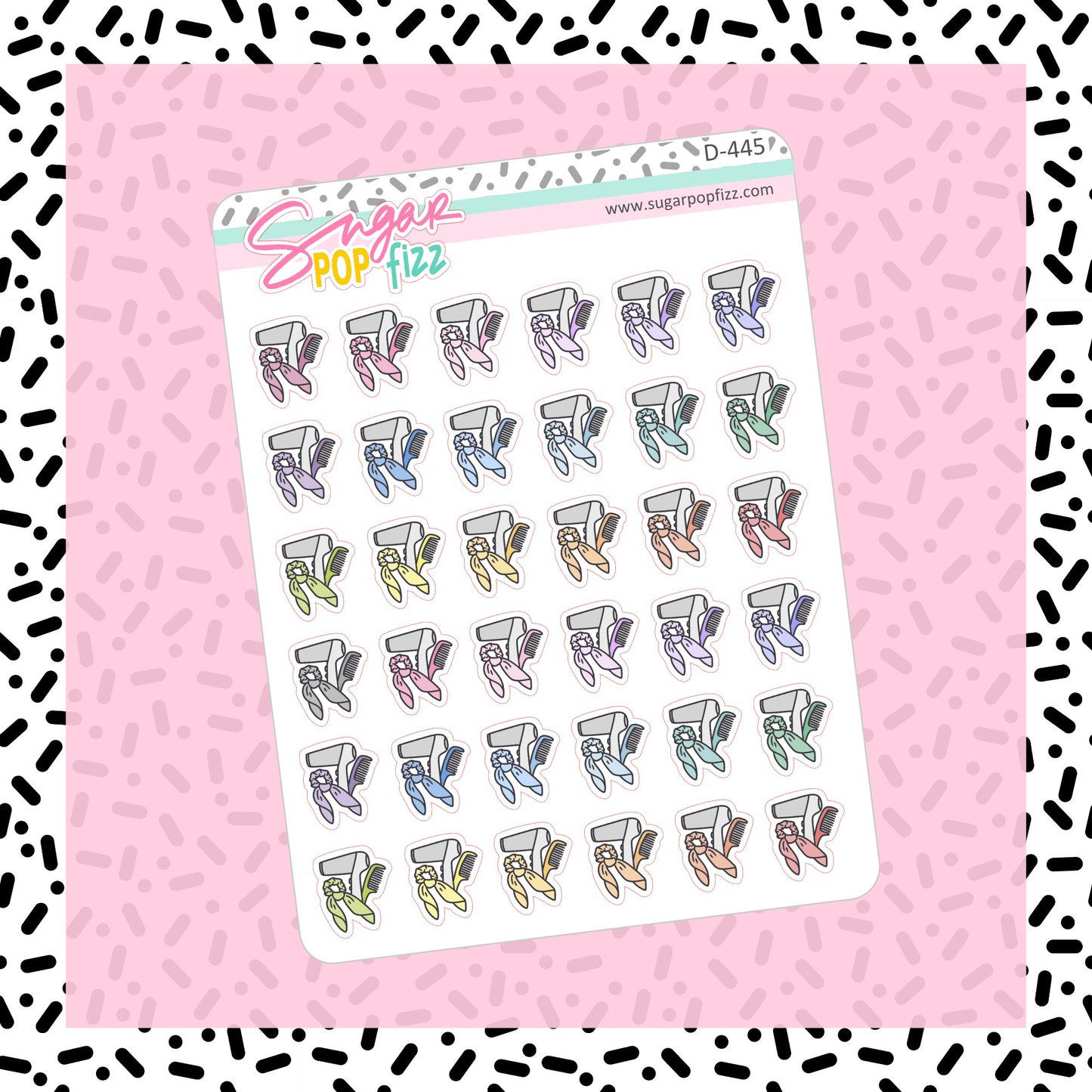 Hair Styling Doodle Stickers - D445