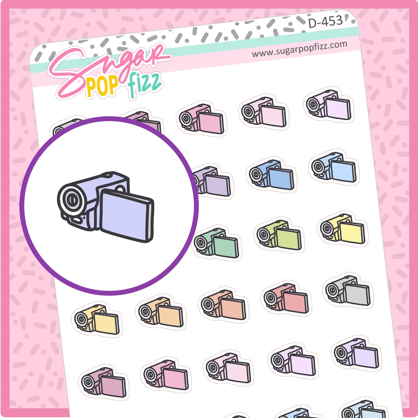 Camcorder Doodle Stickers - D453