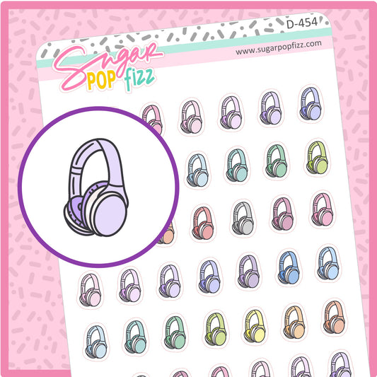 Headphones Doodle Stickers - D454