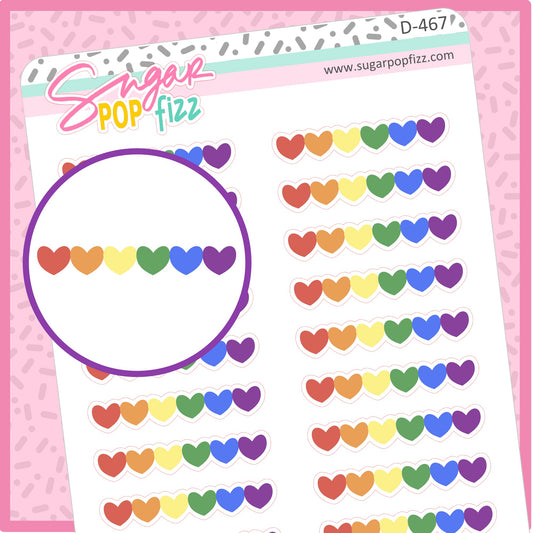 Rainbow Heart Divider Doodle Stickers - D467