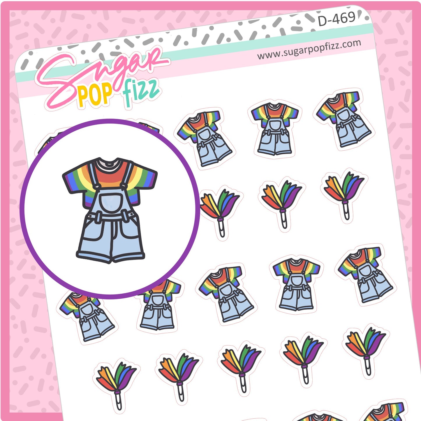 Rainbow Outfit Doodle Stickers - D469