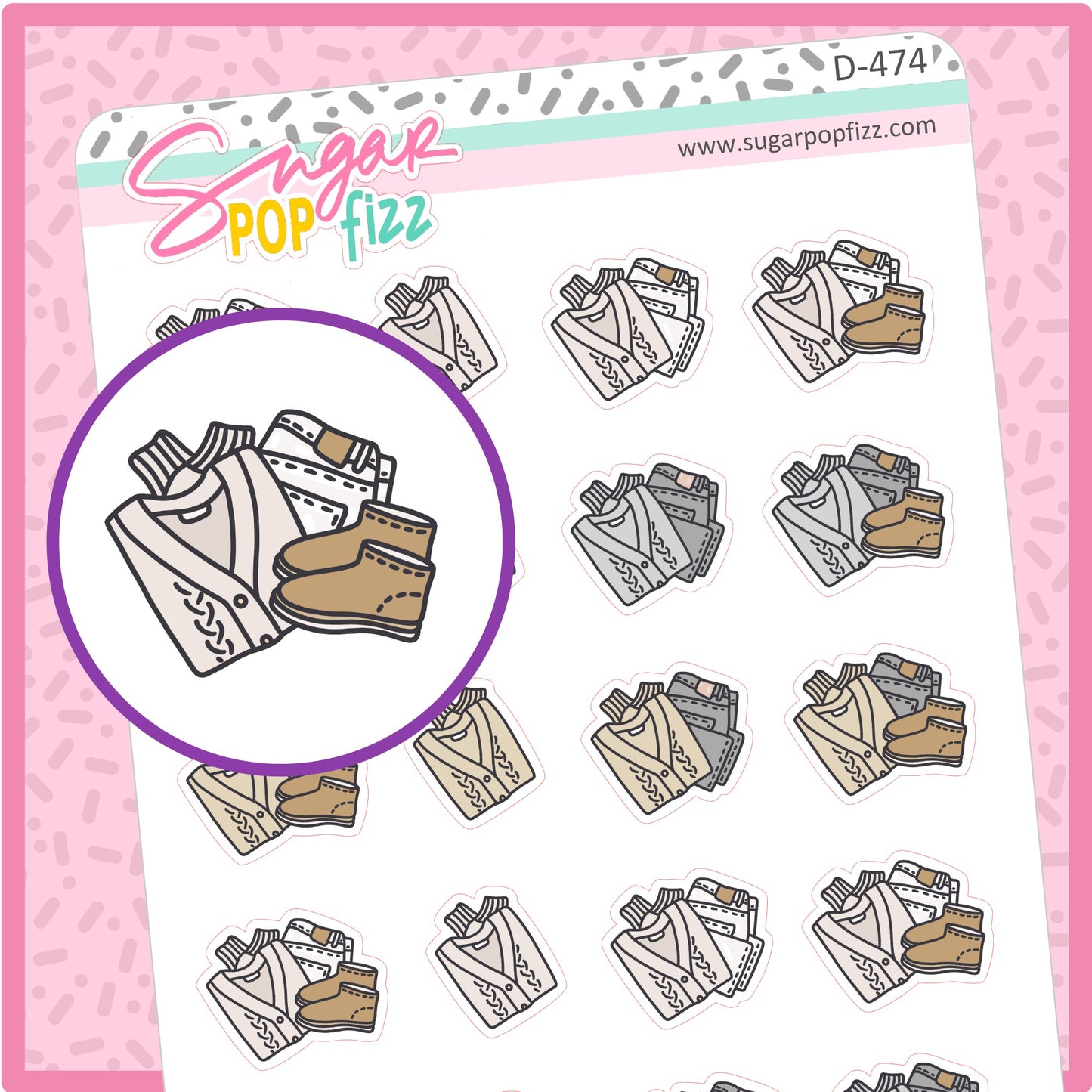 Fall Outfit Doodle Stickers - D474