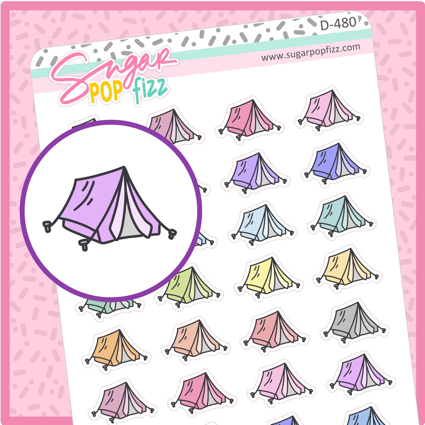 Tent Doodle Stickers - D480
