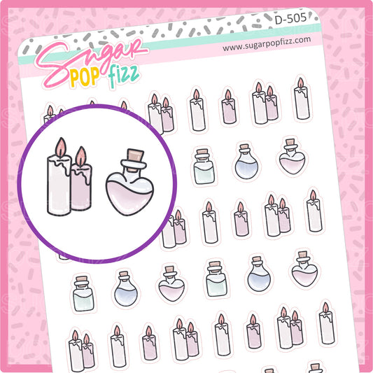 Candles & Potions Doodle Stickers - D505