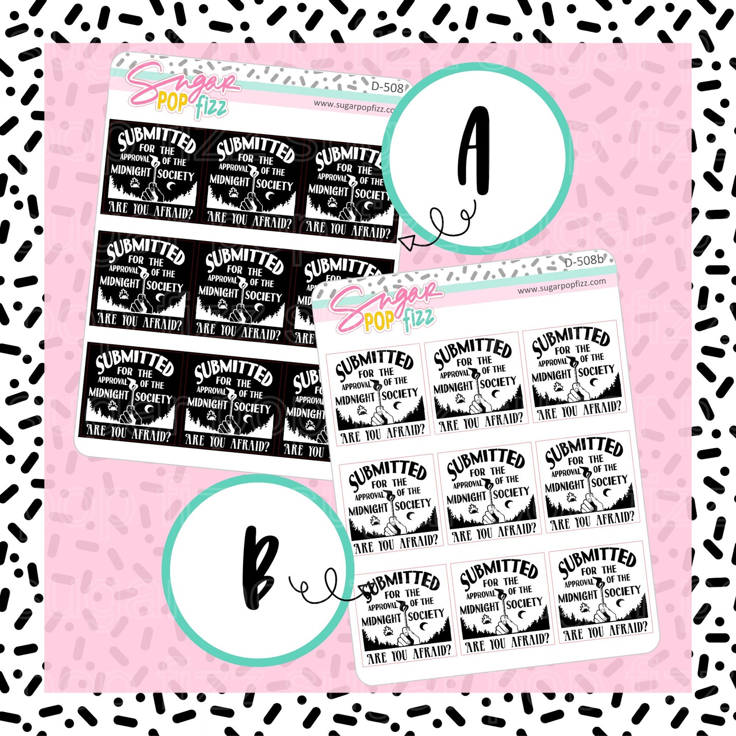Midnight Society Doodle Stickers - D508