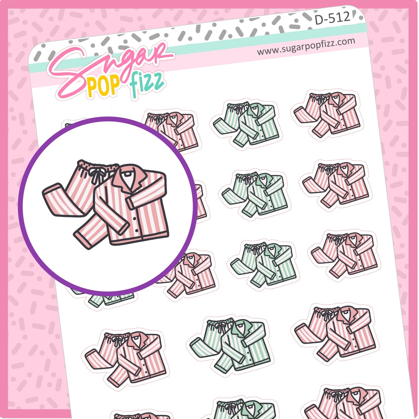 Holiday Pajamas Doodle Stickers - D512
