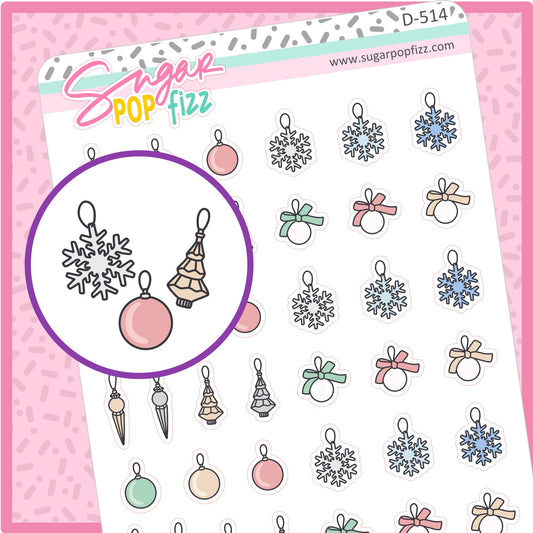 Holiday Ornaments Doodle Stickers - D514