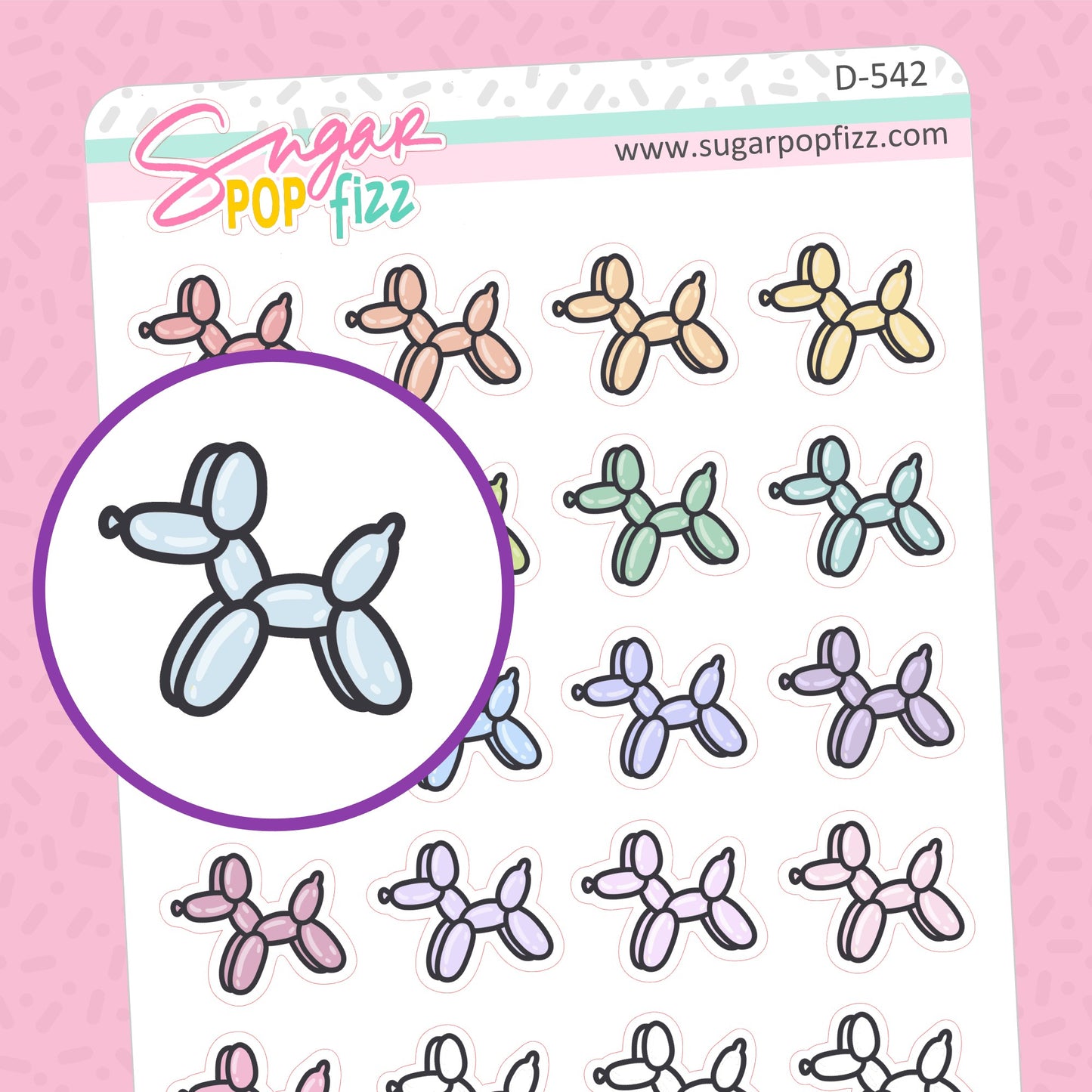 Balloon Dog Doodle Stickers - D542