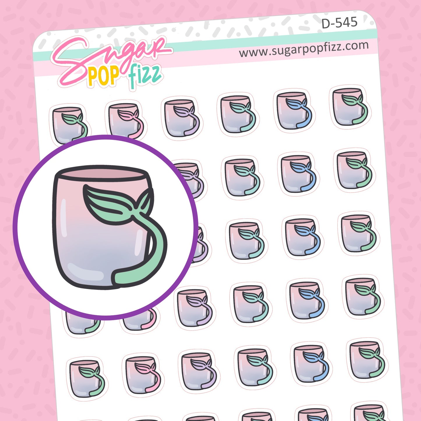 Mermaid Cup Doodle Stickers - D545