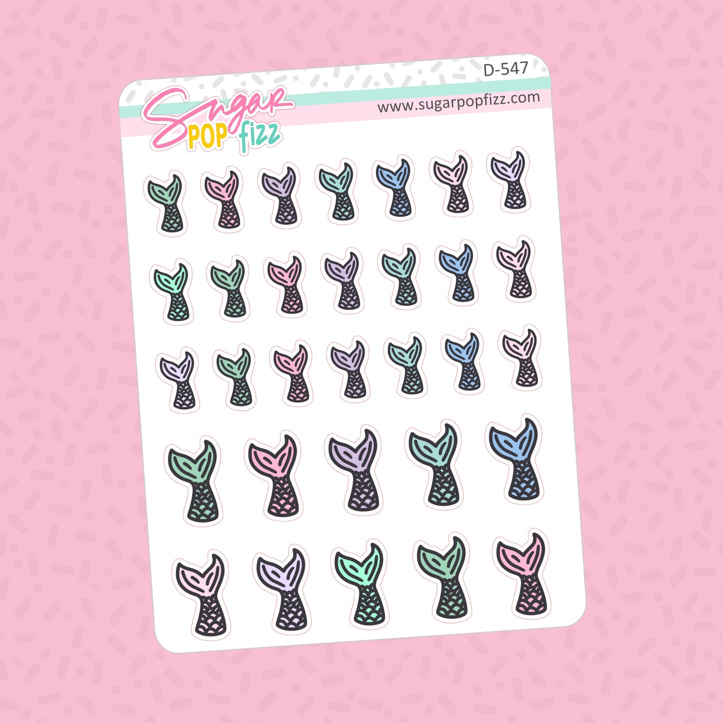 Mermaid Tails Doodle Stickers - D547