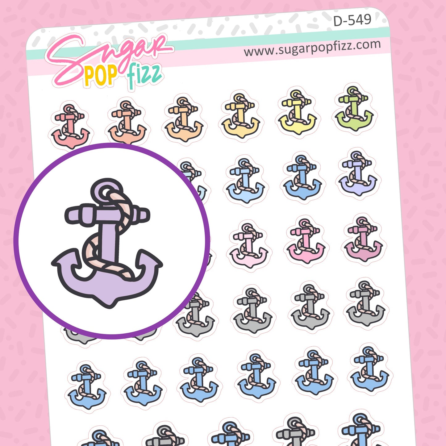 Anchor Doodle Stickers - D549