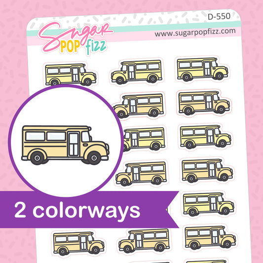 School Bus Doodle Stickers - D550
