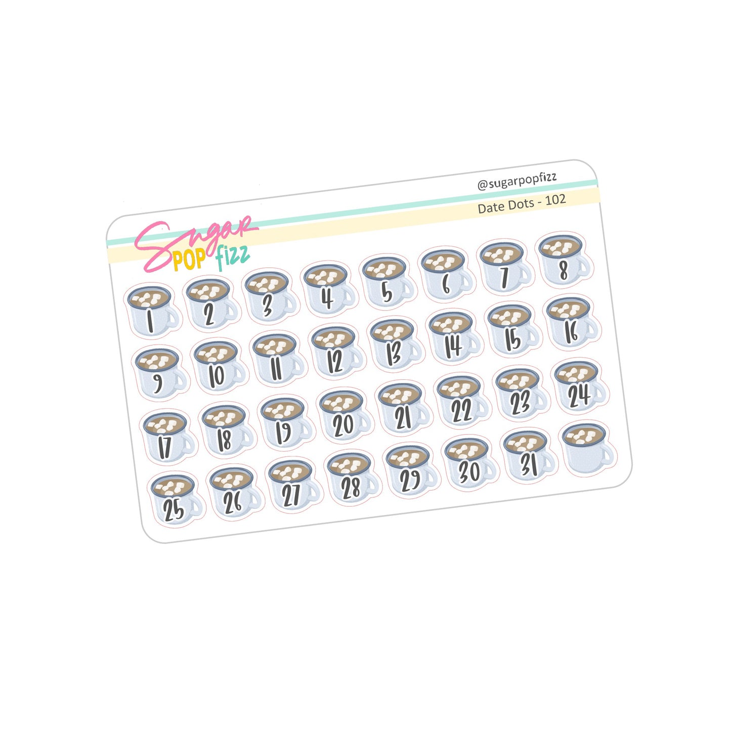 Hot Coco Date Dot Stickers -DD102