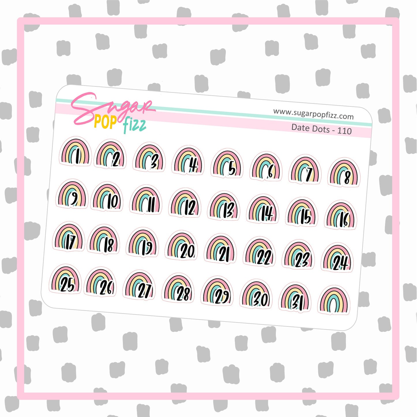 Rainbow Date Dot Stickers -DD110