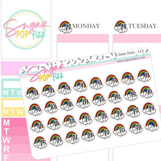 Love Rainbow Date Dot Stickers -DD113