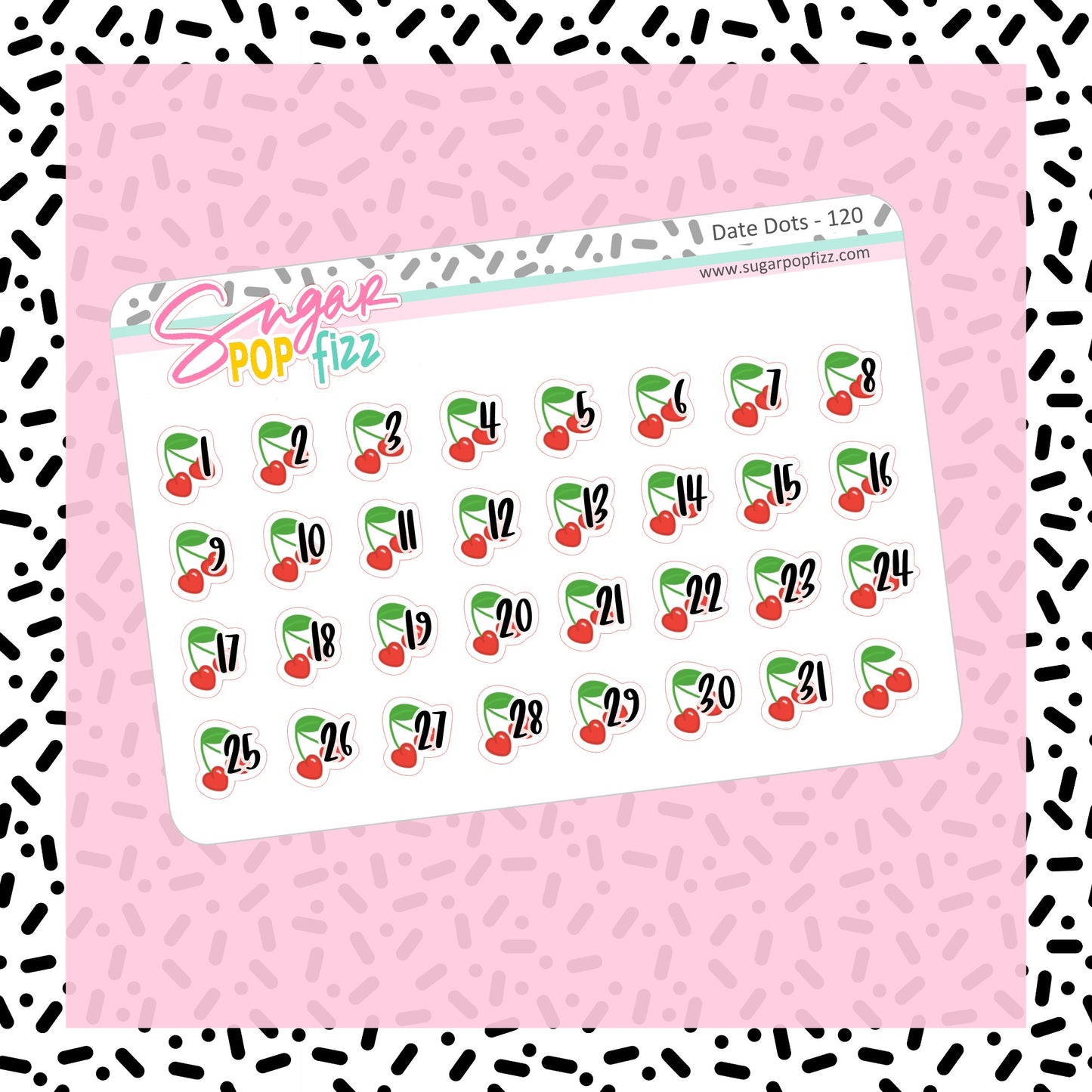 Cherry Date Dot Stickers -DD120