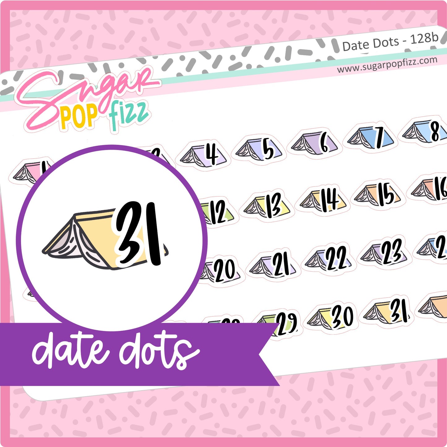 Book Date Dot Stickers -DD128b