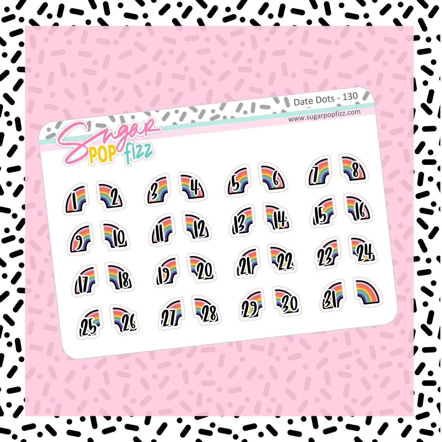 Rainbow Date Dot Stickers -DD130