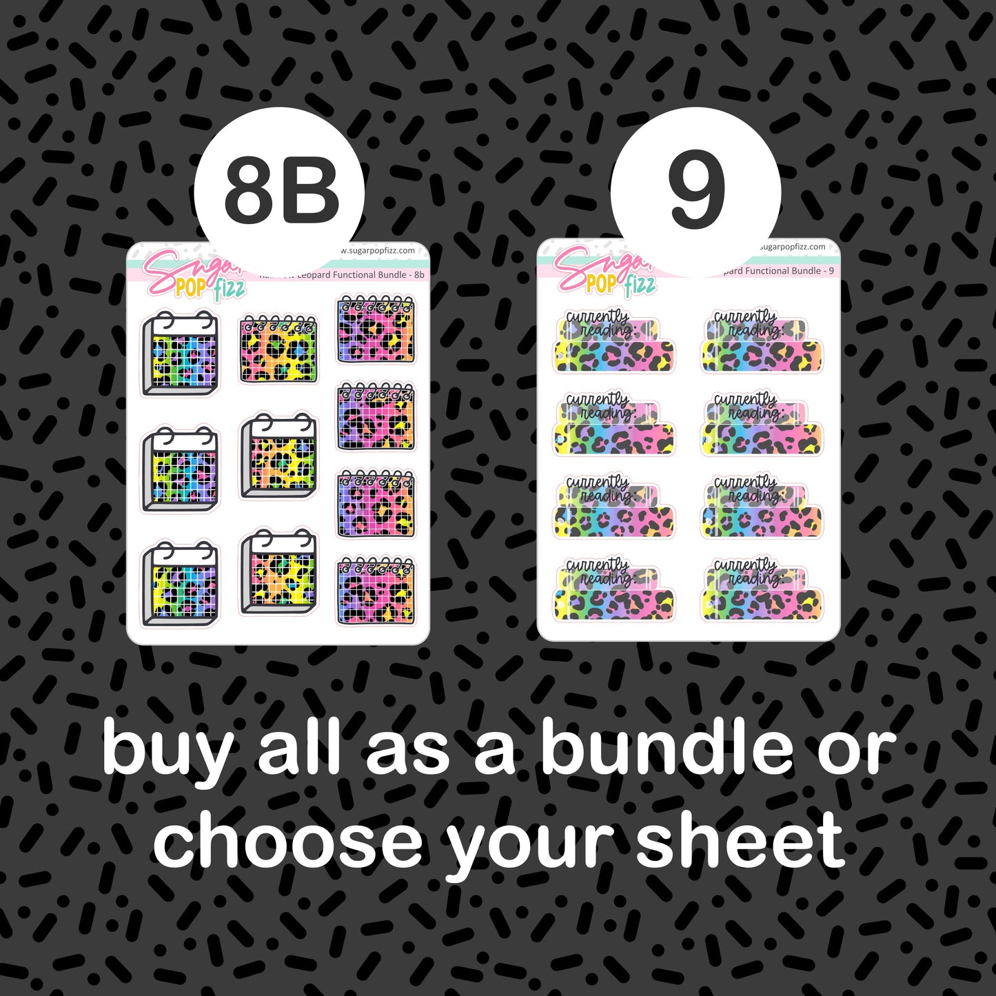 Rainbow Leopard Functional Bundle - choose your sheet