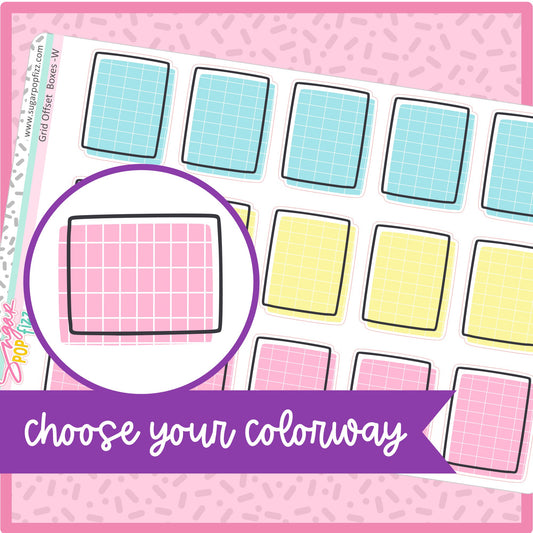 Pastel Grid Offset Boxes - 23 color options