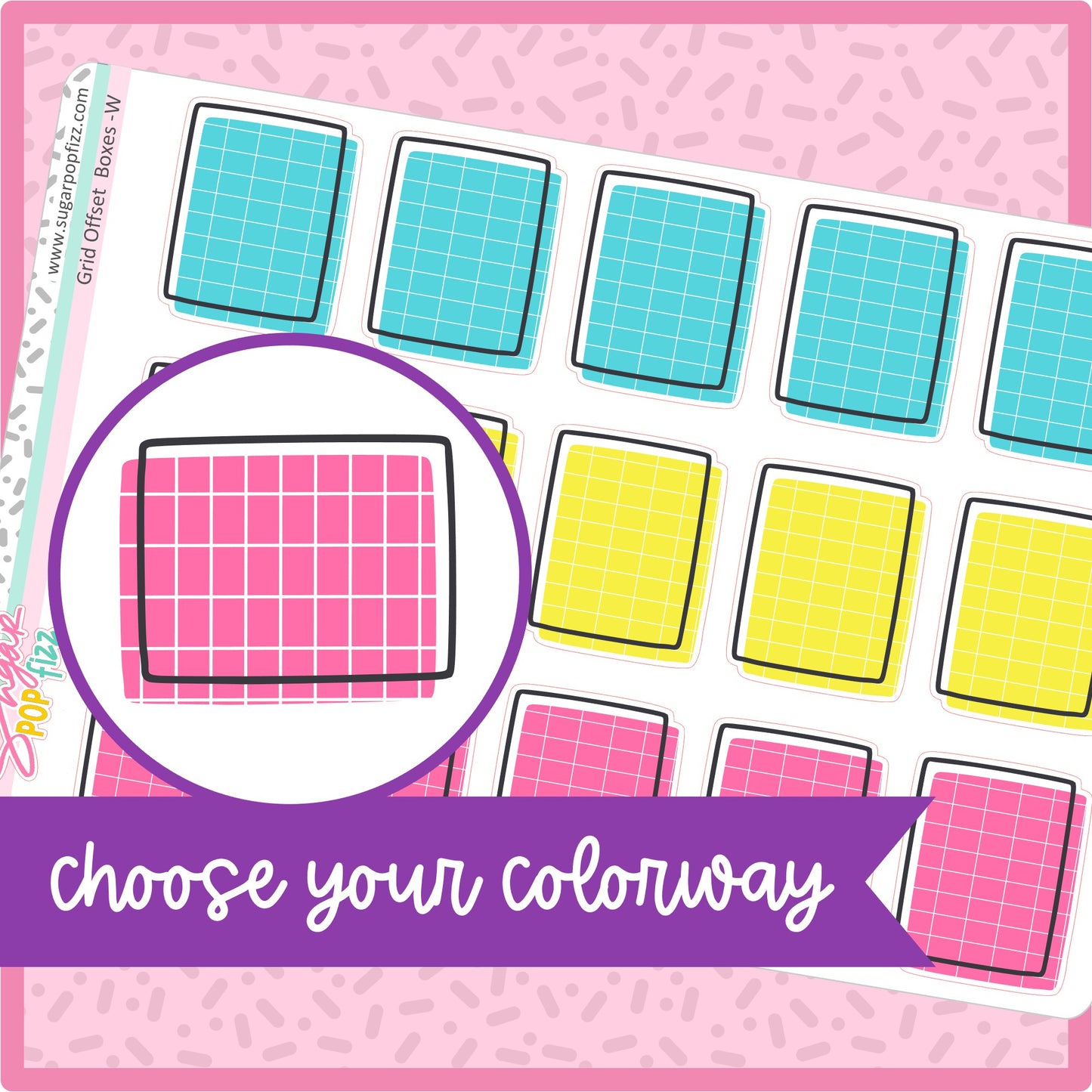 Bright Grid Offset Boxes - 23 color options