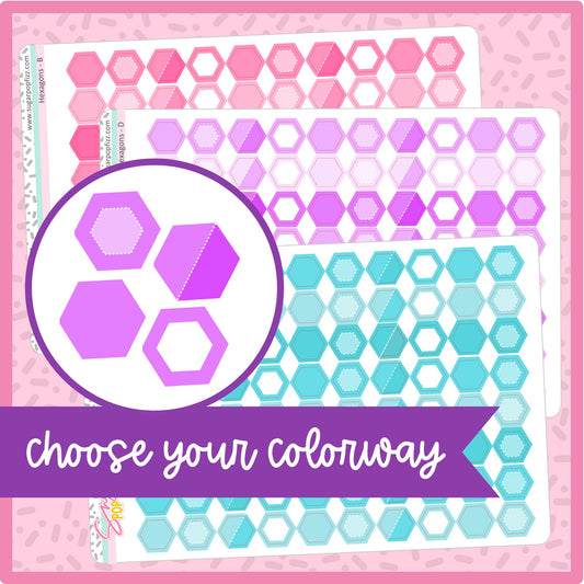 Multicolor Hexagons - 24 color options