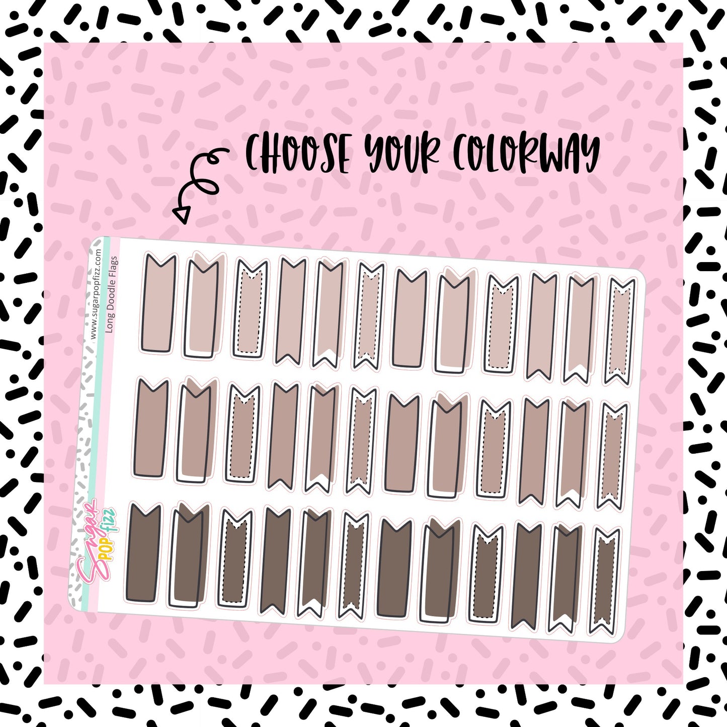 Neutral Long Doodle Flags - 23 color options - RETIRING 12/6