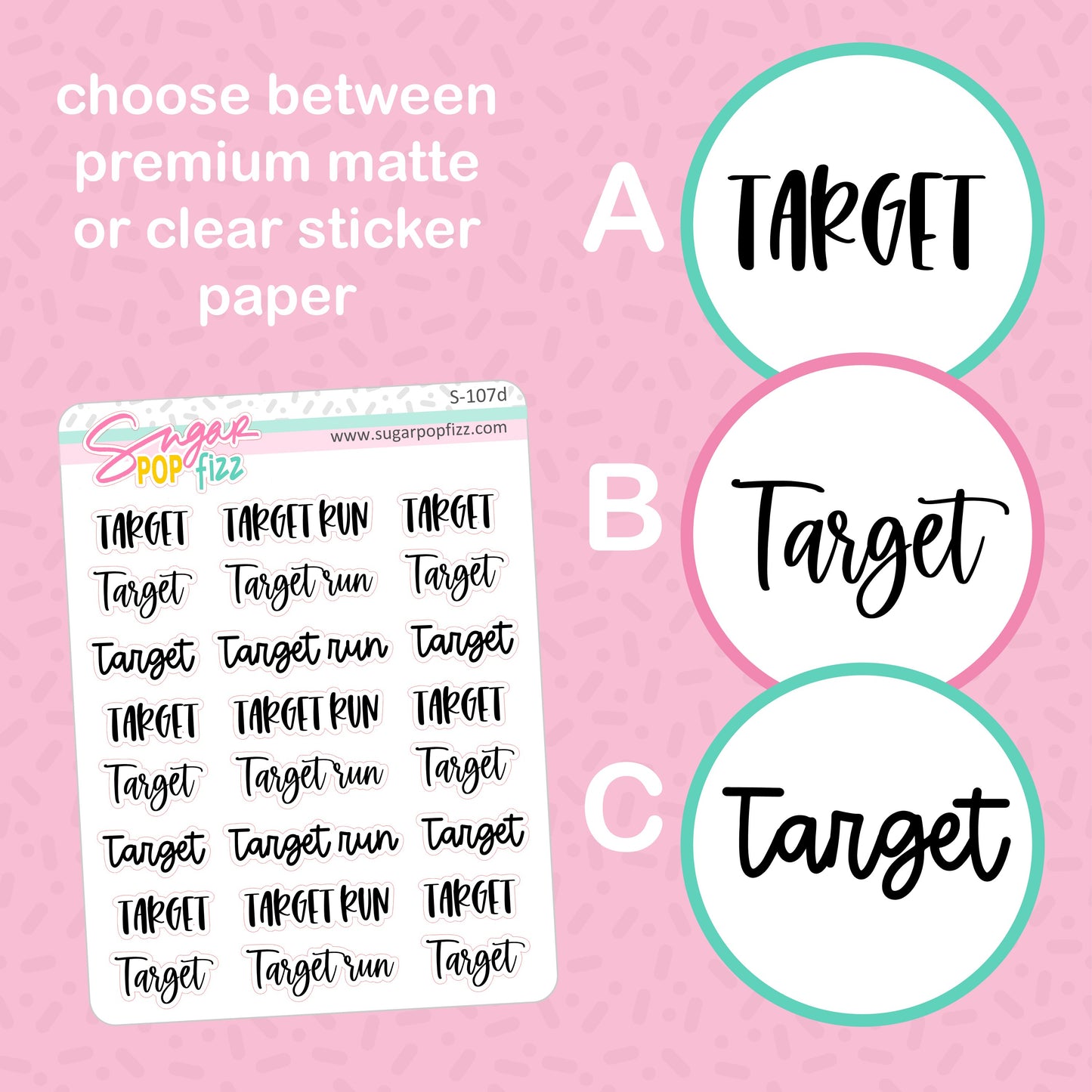 Target Script Stickers - S107