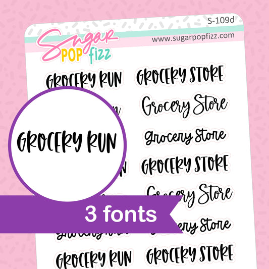 Grocery Run Script Stickers - S109