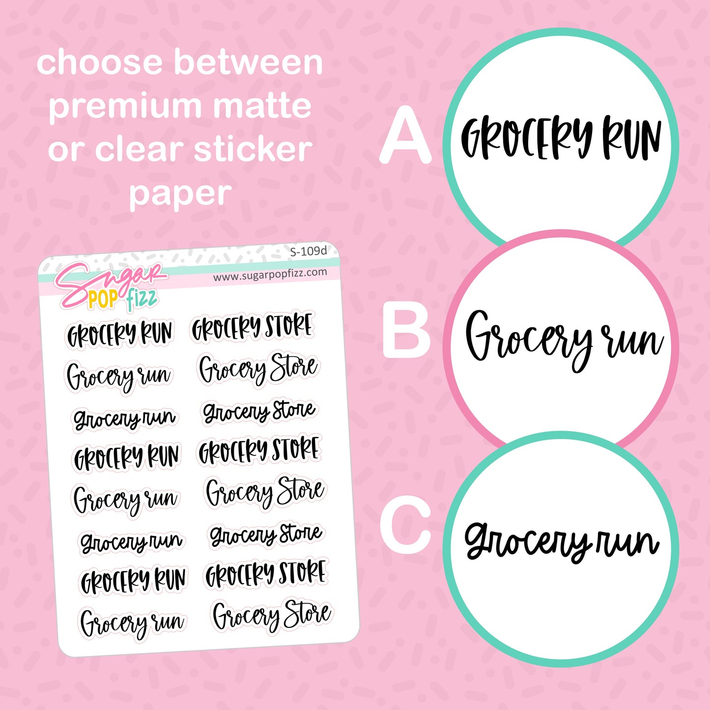 Grocery Run Script Stickers - S109