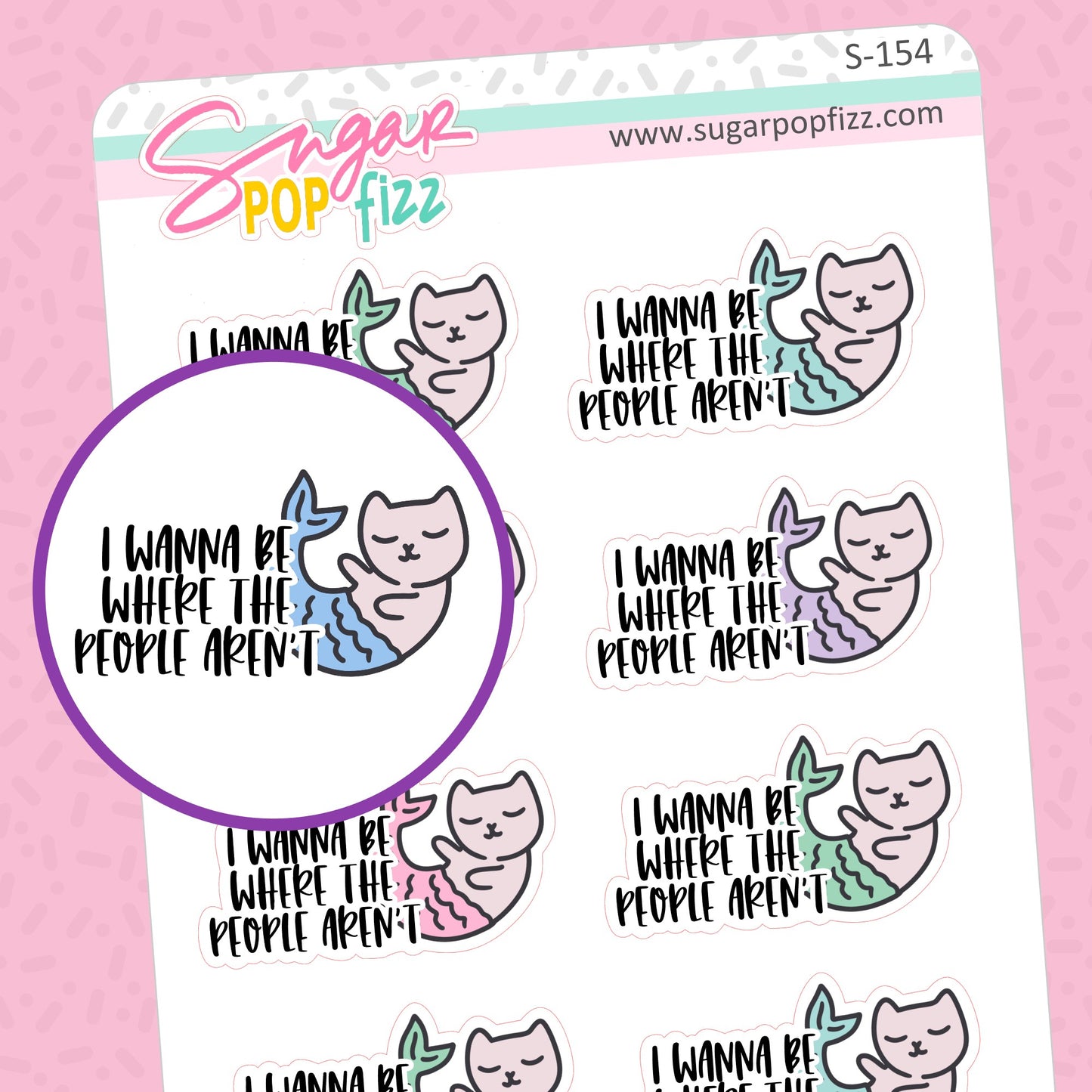 Mer-Kitty Doodle Stickers - S154 - RETIRING 12/6