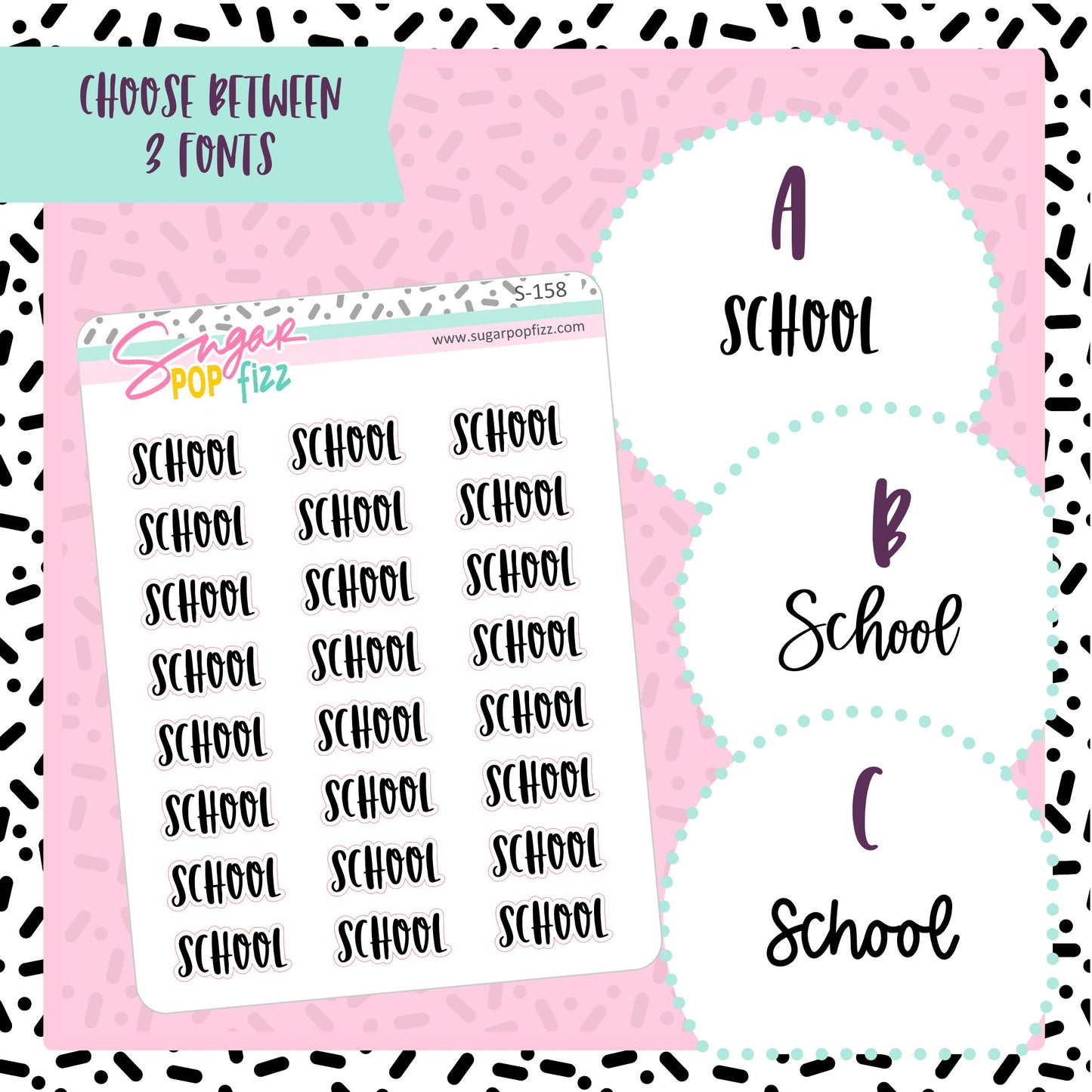 School Script Stickers - S158